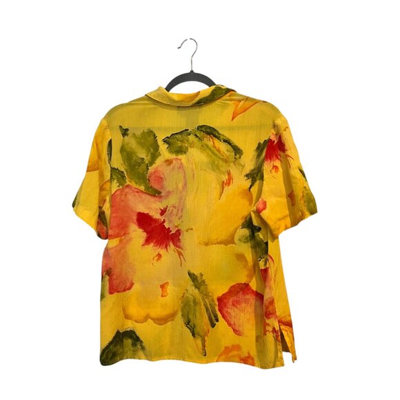 Vintage 80s Carole Little Yellow Flower Blouse - Picture 4 of 9